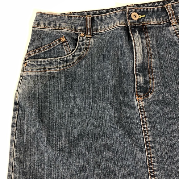 FrenchCuff Stretch Denim Pencil Skirt - Picture 2 of 8